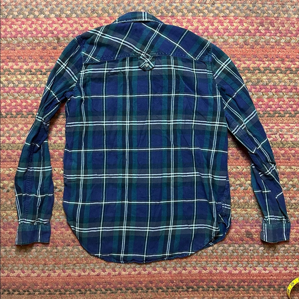 VANS NAVY GREEN PLAID FLANNEL BUTTON UP - Picture 4 of 4